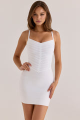The Cinch True White V Waist Bandage Mini Dress