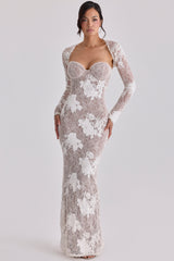 Lucienne Ivory Embroidered Lace Maxi Dress - Limited Edition