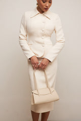Lena Cream Boucle Pencil Midi Skirt
