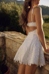 Isla White Custom Lace Broderie Anglaise Mini Dress