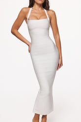 The Silhouette True White Halter Neck Bandage Maxi Dress