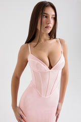 Romy Pink Mesh Bodycon Maxi Dress