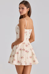 Dolly Ivory Vintage Rose Print Cotton Flared Mini Sundress