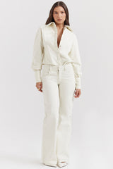 Marli Ivory Wide Leg Flared Jeans