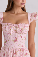 Livia Pink Vintage Rose Cotton Midi Sundress