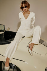 Vanna Off White Cotton Knitted Trousers