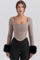 Antonia Brown Puppytooth Corset Top