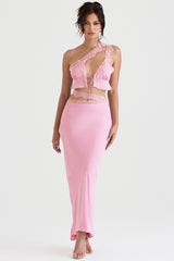 Mathilda Pink Lace Trim Maxi Skirt