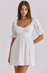 Maisie White Broderie Anglaise Regency Babydoll Mini Dress