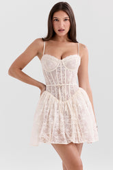 Louisa Vintage Cream Lace Mini Dress