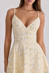 Millie Lemon Floral Print Strappy Cotton Midi Sundress
