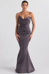 Fleur Shadow Satin Strapless Gown