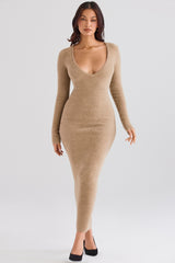 Lucille Camel Fuzzy Maxi Dress
