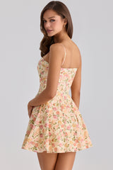 Dolly Warm Rose Print Cotton Flared Mini Sundress