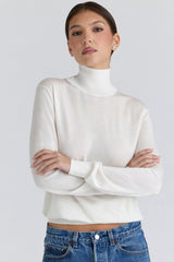 Angel Ivory Silk + Wool Roll Neck Sweater