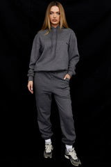Halo Dark Grey Cotton Fleece-Back Oversized Hoodie