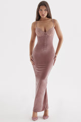 Azalea Soft Pink Velvet Midi Dress