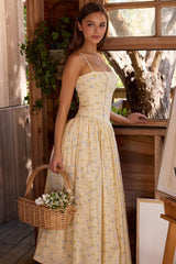 Ysabella Floral Lemon Print Cotton Midi Sundress