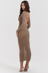 Roberta Tan Knit Midi Dress