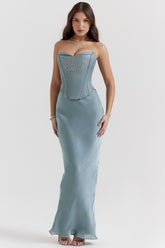 Amadi Cool Blue Floor Length Maxi Skirt