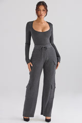 Tea Charcoal Knitted Utility Trousers