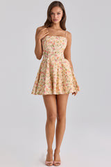 Dolly Warm Rose Print Cotton Flared Mini Sundress