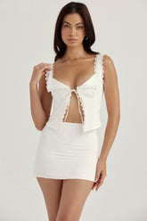 Mallie White Linen A-Line Mini Skirt
