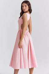 Cindy Ballerina Pink Twill Midi Sundress
