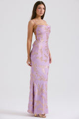 Capriana Orchid Jacquard Satin Gown