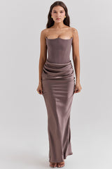 Persephone Smoke Strapless Corset Maxi Dress