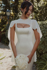 Alena Ivory Asymmetric Draped Pure Silk Shawl