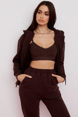 Storm Chocolate Cotton Fleece-Back Zip Through Hoodie