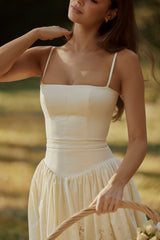 Ysabella Lemon Custom Lace + Broderie Anglaise Midi Sundress