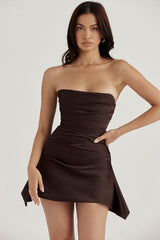 Jasmine Chocolate Draped Strapless Corset Dress