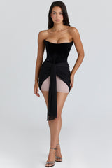 Clara Black & Blush Chiffon Mini Dress - Limited Edition