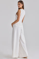 Jae White Cotton Wide Leg Trousers