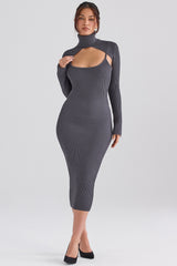 Meliora Charcoal Knit Midi Dress