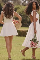 Cindy White Twill Midi Sundress