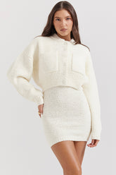 Salilah Cream Chenille Blend Bomber Jacket
