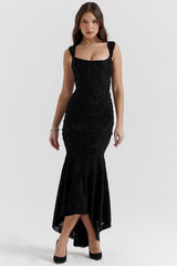 Cesca Black Floral Maxi Dress