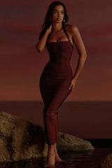 The Silhouette Burnt Sugar Halter Neck Bandage Maxi Dress