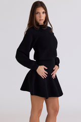 Rosina Black Wool & Cashmere Mini Skirt