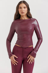 Mylah Wine Vegan Leather Top