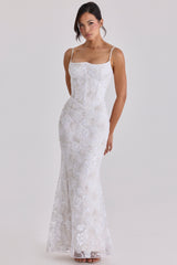 Naeva White Hand Beaded Embellished Bridal Gown
