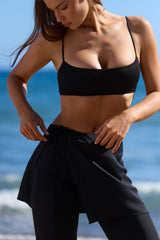 Leona Black Sateen Trousers with Over Skirt