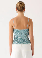 Alayna Sequin Top - Aqua