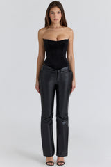 Omari Black Velvet Sculpting Strapless Corset Top