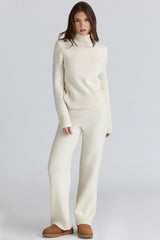 Skye Ivory Merino Wool Roll Neck Sweater