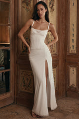 Lini White Mesh Maxi Dress