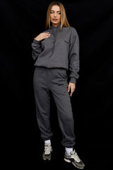 Halo Dark Grey Cotton Fleece-Back Oversized Hoodie